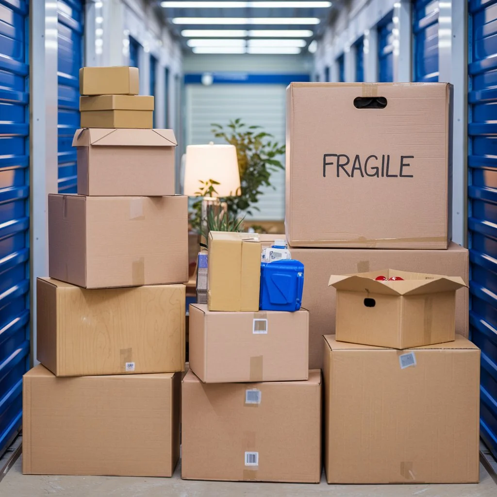Storage boxes in a storage unit