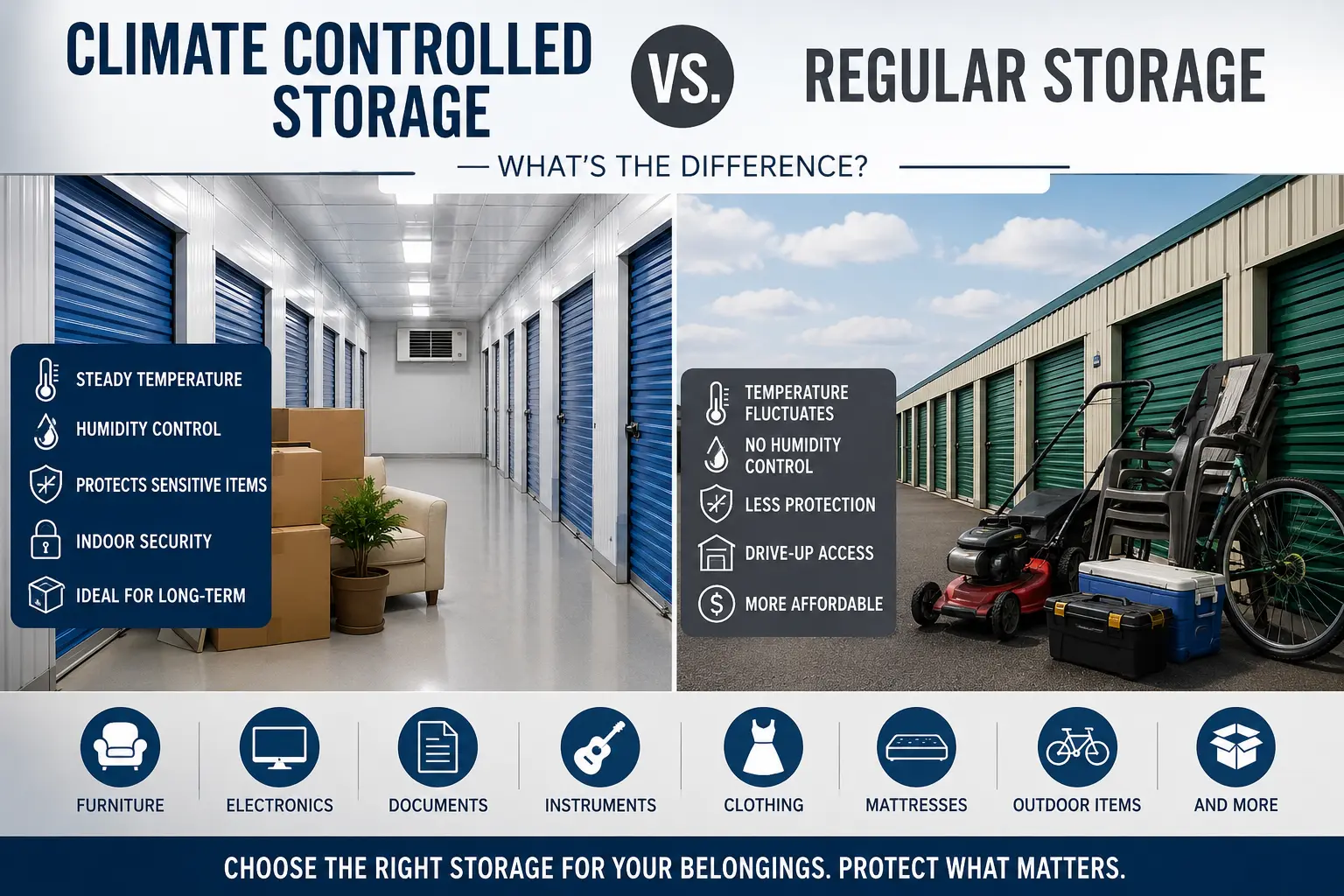 Climate controlled vs regular storage comparison Richmond KY